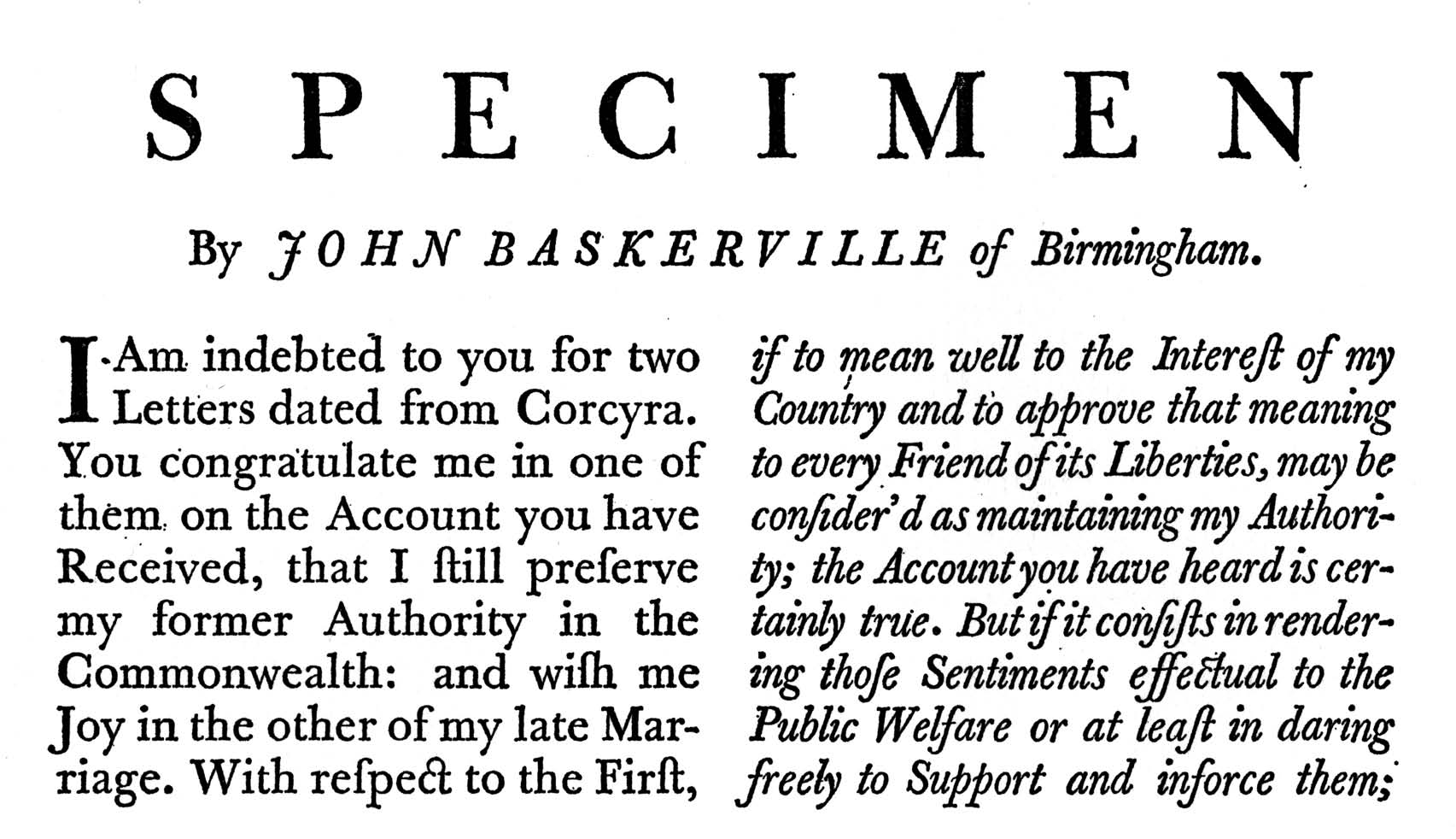 image of John Baskerville's original Font